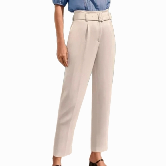 Ann Taylor Pants - Ann Taylor Elegant Cream Dusty Blue Tapered Women's Pants
